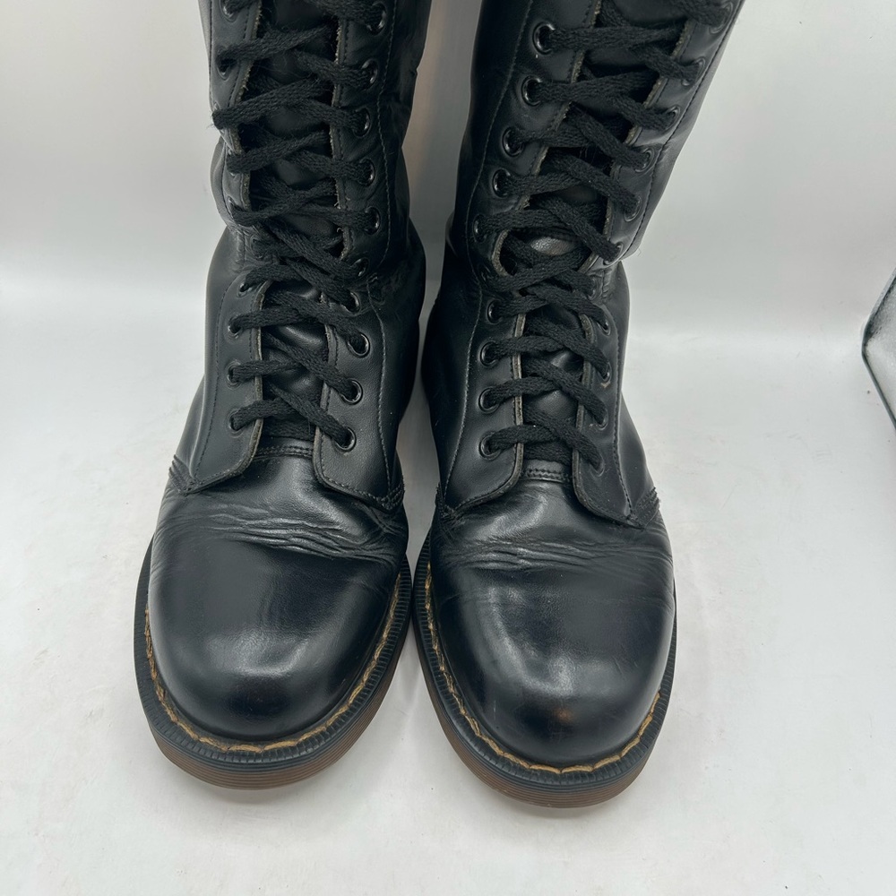 Vintage Dr Martens 1420 20 hole black knee high leather boots England m 8 W 9 - Picture 10 of 13